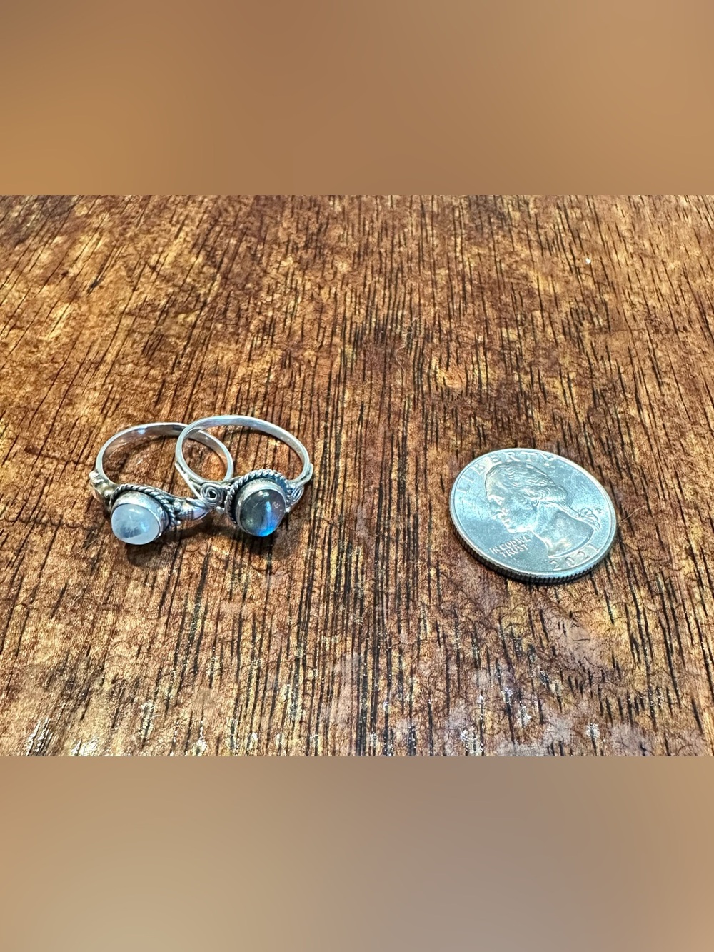 Solid Sterling Silver Moonstone & Labradorite Rings